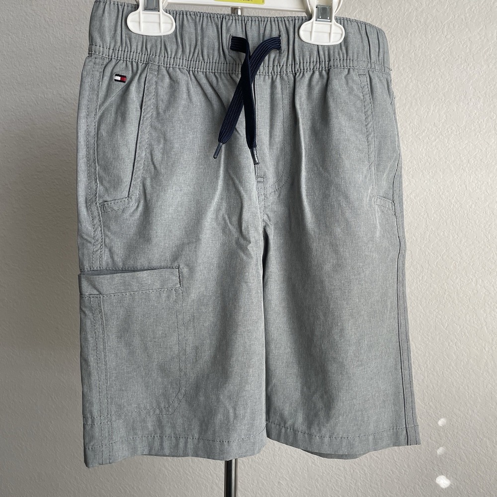 Tommy Hilfiger Quick Dry Lightweight Shorts Gray Drawstring Youth Small Swim Gym